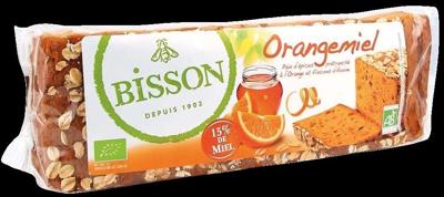 Bisson Orangemiel honingkoek sinaasappel voorgesneden bio 300 Gram Bisson Orangemiel honingkoek sinaasappel voorgesneden bio 300 Gram