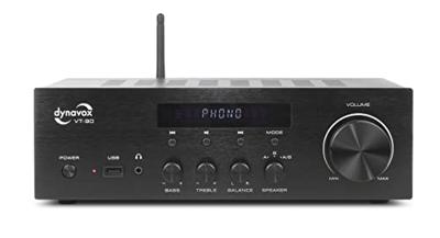 Dynavox Stereo compacte versterker VT-90, schroefbare aansluitterminals voor 4 luidsprekers, afstandsbediening, phono-ingang, BT-streaming, zwart