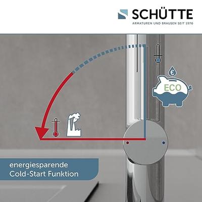Keukenmengkraan Schutte Stilo Hoge Uitloop Uittrekbare Mousseur Soft Touch Slang Chroom Zwart Schütte
