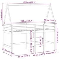 Halfhoogslaper met ladder en bedhuis grenenhout 90x200 cm - thumbnail