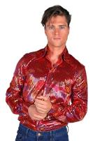 Heren disco blouse rood - thumbnail