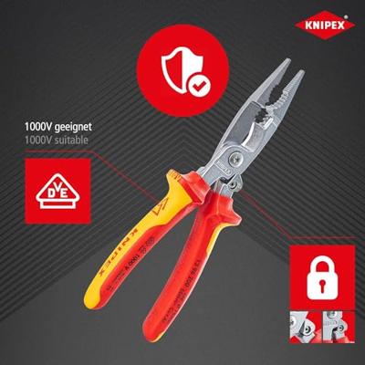 Knipex Elektro installatietang verchroomd 200 mm - 1396200 - thumbnail