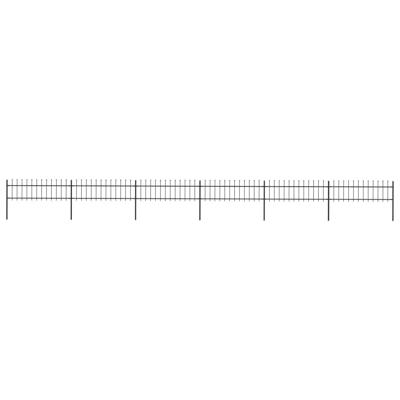 Tuinhek met speren bovenkant 10,2x0,6 m staal zwart