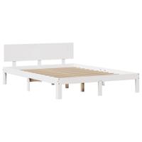 Bedframe met hoofdeinde zonder matras 140x200 cm wit - thumbnail