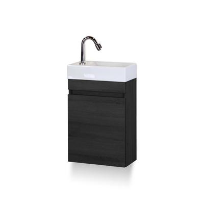 Bonsai Badmeubelset - Black Oak - Keramische Wastafel Fontein L/r