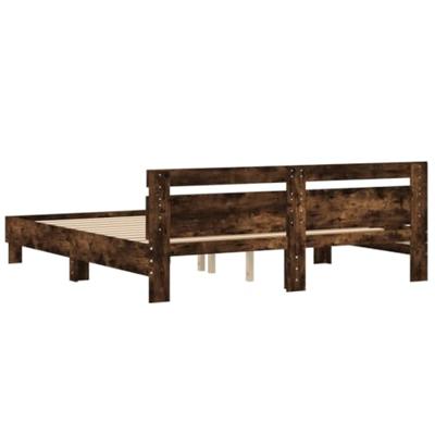 Bedframe met hoofdeinde bewerkt hout gerookt eiken 160x200 cm