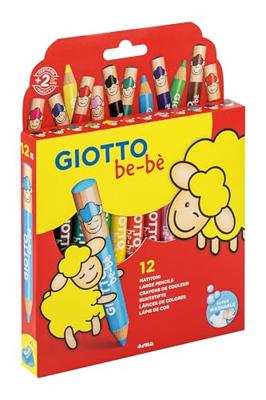 GIOTTO Kleurpotloden, l: 10,5 cm, dikte 13 mm, vulling 6 mm, diverse kleuren, 12 stuk/ 1 doos