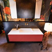 Badkamermeubelset Mondiaz Erin 120 cm met 1 Lade met RIDGE Wastafel Midden Talc Zonder Kraangaten Greeploos Mat Fire - thumbnail