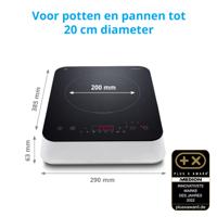 Inductiekookplaat - MEDION MD18490 - 1 pit - 2000W - 60/240°C - 8 programma's - L 29 x D 36 x H 6 cm - Wit/Zwart - thumbnail