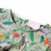 Kinderjurk met eenhoorn en plantenprint 104 lichtkakikleurig - thumbnail