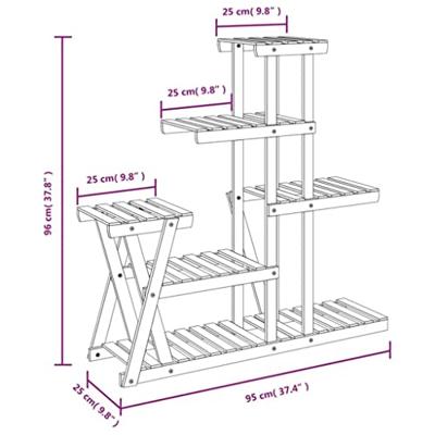 Plantenstandaard 95x25x96 cm massief vurenhout - thumbnail