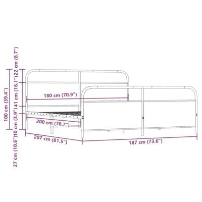 Bedframe zonder matras metaal bruin eikenkleur 180x200 cm