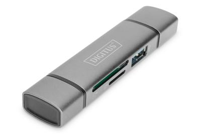 ASSMANN Electronic DA-70886 geheugenkaartlezer Aluminium USB 3.2 Gen 1 (3.1 Gen 1) Type-A/Type-C