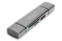 Digitus DA-70886 Externe geheugenkaartlezer / hub USB-A 3.0, USB-A, USB-C Grijs - thumbnail