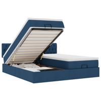 Ottoman bed met matrassen 180x200cm stof blauw - thumbnail