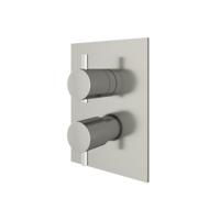 Inbouw Douchekraan Hotbath Laddy Thermostatisch 2-Weg Stop-Omstel Vierkant Geborsteld Nikkel - thumbnail