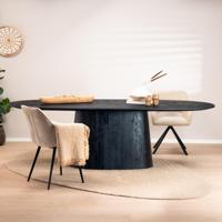 Eleonora Eettafel 'Aron' Deens Ovaal, Mangohout, kleur Zwart, 300 x 110cm - thumbnail