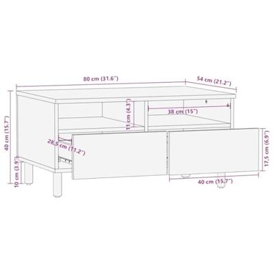 Salontafel 80x54x40 cm massief mangohout bruin