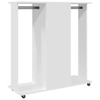 Kledingkast met wielen 102x38x110 cm bewerkt hout wit - thumbnail