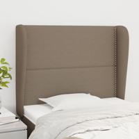 Hoofdbord met randen 103x23x118/128 cm stof taupe - thumbnail