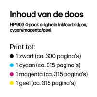 HP 903 originele inktcartridges, 4-pack, zwart / cyaan / magenta / geel (6ZC73AE) voor HP OfficeJet / OfficeJet Pro 6900 - thumbnail