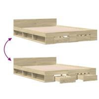 Bedframe met lades bewerkt hout sonoma eikenkleurig 120x200 cm - thumbnail