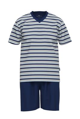 Gotzburg Shortama V-hals blauw gestreept