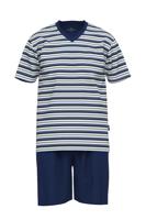 Gotzburg Shortama V-hals blauw gestreept - thumbnail