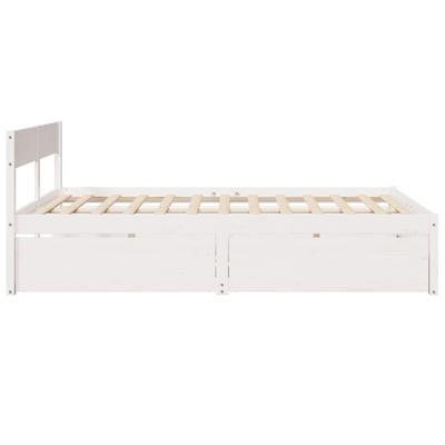 Bedframe zonder matras massief grenenhout wit 140x200 cm