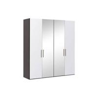 Goossens Kledingkast Easy Storage Ddk, Kledingkast 203 cm breed, 220 cm hoog, 2x glas draaideur en 2x spiegel draaideur midden - thumbnail