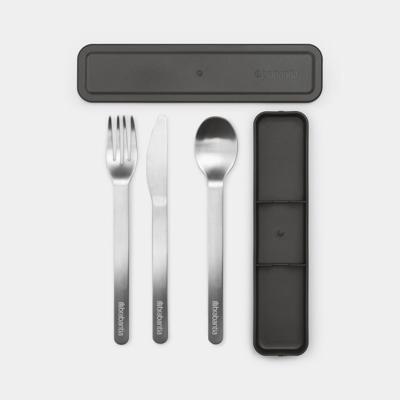 Brabantia Make & Take bestekset 3 delig mes vork en lepel dark grey