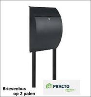 Brievenbus Montreal met 2 palen mat zwart - thumbnail