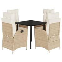 5-delige Tuinset met kussens poly rattan beige - thumbnail