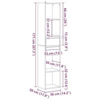 Boekenkast 36x30x171 cm bewerkt hout artisanaal eikenkleur - thumbnail