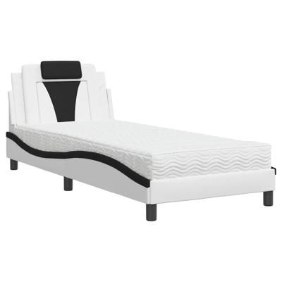 Bed met matras kunstleer wit en zwart 140x200 cm