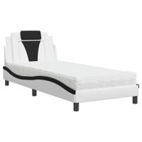 Bed met matras kunstleer zwart en wit 90x200 cm - thumbnail