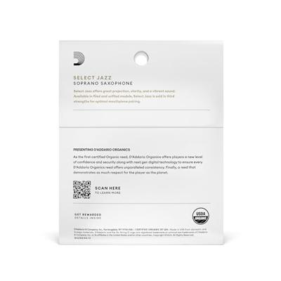 D&apos;Addario Woodwinds ORSF03SSX2H Organic Select Jazz Sopraansaxofoonriet, 2 hard, 3-pack - thumbnail