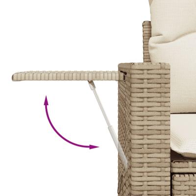 6-delige Loungeset met kussens poly rattan beige - thumbnail