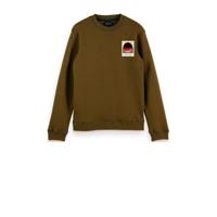 Scotch & Soda sweater met printopdruk olijfgroen - thumbnail