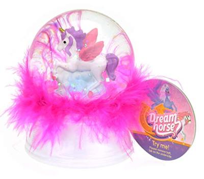 Dream Horse sneeuwbol eenhoorn met veren en licht Dream Horse sneeuwbol eenhoorn met veren en licht