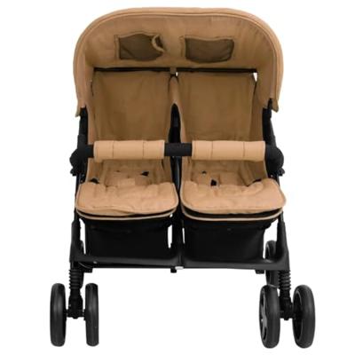 Tweeling kinderwagen staal taupe