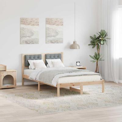 Bedframe met hoofdeinde Lichtgrijs 120 x 190 cm Stof Bedframe met hoofdeinde Lichtgrijs 120 x 190 cm Stof