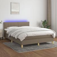 Boxspring met matras en LED stof taupe 140x190 cm - thumbnail