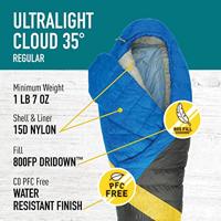 Sierra Designs Cloud 800F 35 Deg Mummie Slaapzak Blauw Regular - thumbnail