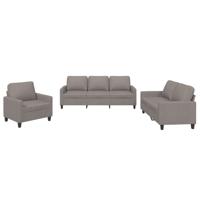 3-delige Loungeset met kussens stof taupe - thumbnail