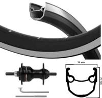 Kgs voorwiel 28 inch (622) velg zwart spaken zilver rollerbrake vaste as - thumbnail