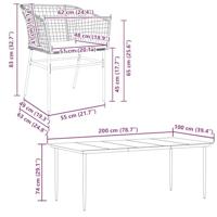 7-delige Tuinset met kussens poly rattan glas bruin - thumbnail