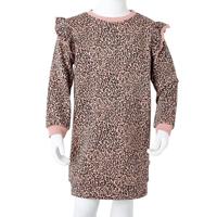 Kinderjurk met luipaardprint 104 middelroze - thumbnail