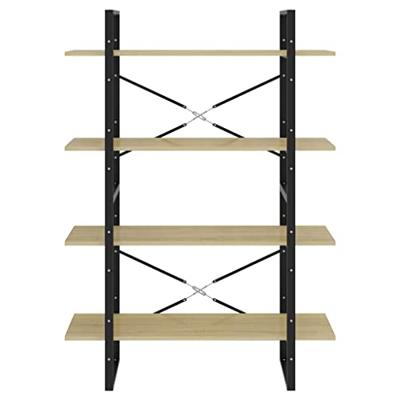 Boekenkast 4 schappen 100x30x140 cm bewerkt hout sonoma eiken