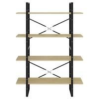 Boekenkast 4 schappen 100x30x140 cm bewerkt hout sonoma eiken - thumbnail